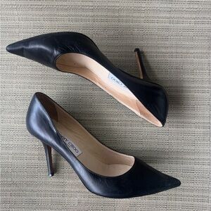 Jimmy Choo Tony Classic Black Leather Pointy Heels Size 39